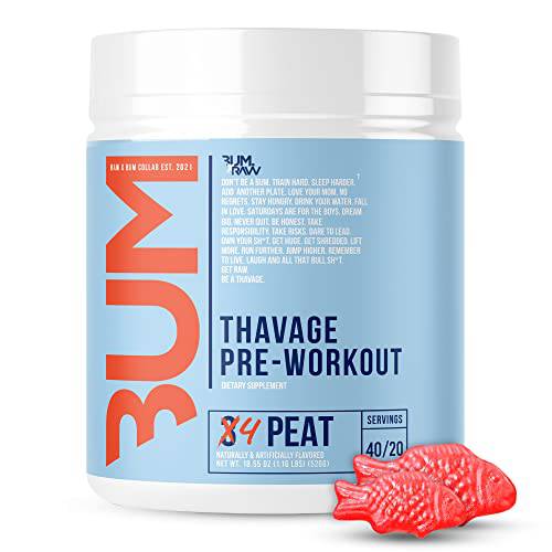 RAW Thavage CBUM Pre Workout - 3Peat | Chris Bumstead Pre Workout Formula, Sports Nutrition Pre-Workout Powders | Men & Womens Preworkout Drink, Energy Powder for Working Out | 40 Servings