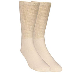 Truform Diabetic Socks for Men and Women, Medical Style Crew Length, Mid Calf Height, 3 Pairs, Tan, Large