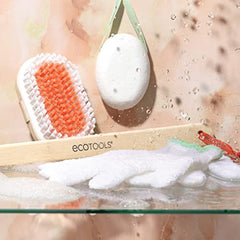 EcoTools Multi-Tasking Bath Brush, Citrus Infused Shower Brush with, Long Ergonomic Handle, Back Scrubber, Exfoliating Bath Brush, Cleanses Hard to Reach Areas, Refreshing Clean, 1 Count