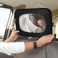 Nuby Backseat Baby Mirror with Fully Adjustable Straps, Shatter Resistant, Installs in Seconds, Black