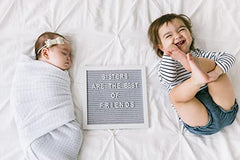 Pearhead 10" x 10" Gray Felt Letterboard Set, Includes 292 White Letters, Perfect Message Board for Home or Rustic Nursery, or use for Baby Announcement