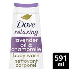 Dove Relaxing Body Wash for renewed, healthy-looking skin Lavender Oil & Chamomile gentle body cleanser nourishes skin 591 ml