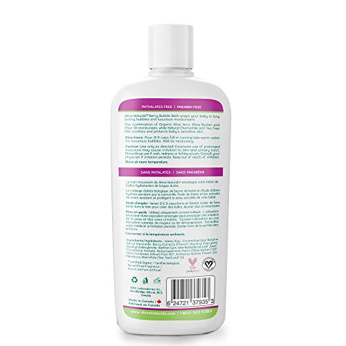 Aleva Naturals Bubble Bath - Long Lasting Moisture for Sensitive Skin, Made with Natural and Organic Ingredients with Fresh Berry Scent, for Newborn Babies and Toddlers - 8 Fl Oz