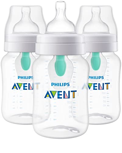 Philips Avent Anti-colic Baby Bottle with AirFree Vent, 9oz, 3 pack, SCY703/03