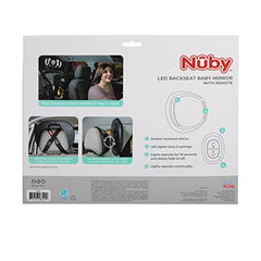 Nuby LED Light Backseat Baby Car Mirror with Remote Controlled Light, Wide View Shatter Resistant Mirror, Adjustable, White Cloud