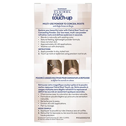 Clairol Root Touch-Up Temporary Root Powder, Light Brown Hair Color, 1 Count