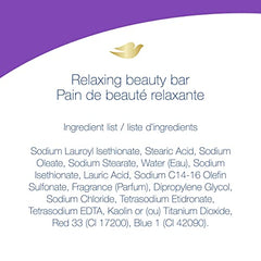 Dove Relaxing Beauty Bar gentle skin cleanser Lavender more moisturizing than bar soap 106 g 4 count