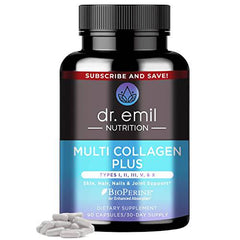 DR EMIL NUTRITION Multi Collagen Plus Pills - Collagen Supplement to Support Hair, Skin, Nails, Joints, & Gut Health - Hydrolyzed Collagen Supplement (90 Count Pack of 1)