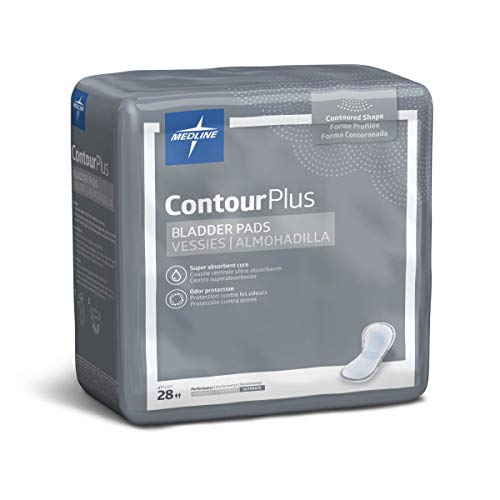 Medline ContourPlus Bladder Control Pad for Incontinence, Ultimate, 8" x 17", 28 per bag