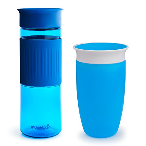 Munchkin Miracle 360 Cup Parent and Kid Set, 24 and 10 Ounce, Blue, Set of 2