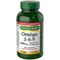 Nature's Bounty Omega 3 6 9 Fish Oil 1200mg Pills, Supplement, Helps Support Cognitive Health and Brain Function, 200 Softgels