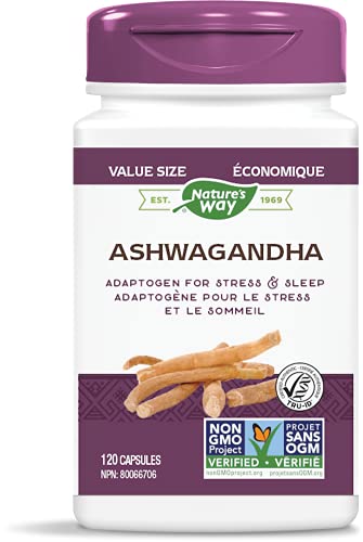 Nature’s Way Ashwagandha - Stress & Sleep Support with Ashwagandha – Non-GMO - 120 Vegetarian Capsules, Value Size