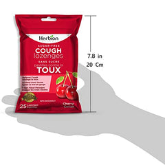 Herbion Naturals Sugar-Free Cough Lozenges with Natural Cherry Flavour, 25 Lozenges - Relieves Cough and Nasal Congestion; Soothes Sore Throat; For Adults and Children 12 years and above