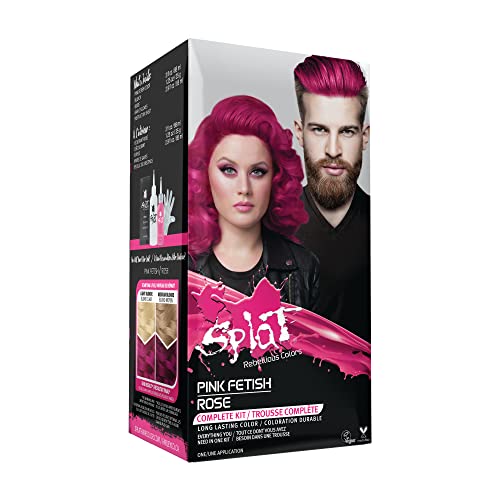 SPLAT Semi Permanent Pink Hair Dye - Long Lasting Vibrant Pink Fetish Punky Colour - 100% Vegan and Sulfate Free Hair Dye Kit 1 Count (Pack of 1)