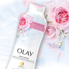 Olay Fresh Outlast Rose Water & Sweet Nectar Body Wash, 654 mL