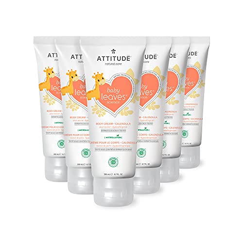 ATTITUDE Body Cream for Baby, EWG Verified, Made with Naturally Derived Ingredients, Vegan, Pear Nectar, 200 mL (Pack of 6)