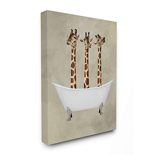 The Stupell Home Decor Three Giraffes In a Bathtub Stretched Canvas Wall Art, 24x30, Multi-color