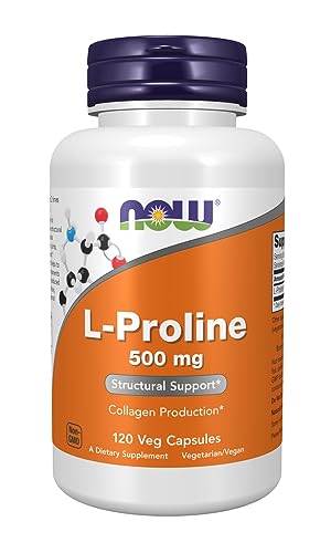 NOW Supplements L-Proline 500mg Capsules, 120 Count