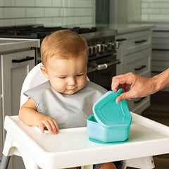 Tiny Twinkle Silicone Suction Bowl with Lid for Baby and Toddler - 100% Silicone - BPA Free - Microwave Safe - Strong Suction Bowls For Baby, Snack Containers For Toddlers (Mint, 13 oz.)