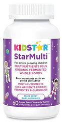 KidStar Nutrients - Star Multi Kids Multivitamin Space Berry, 60 Chewable Tablets - Multinutrients Plus Organic Fermented Whole Foods - Teeth & Bone Health, Healthy Gum, Heart Health & Immune Support