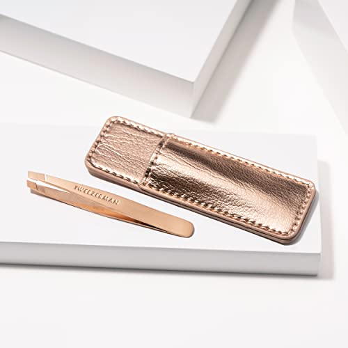 Tweezerman Rose Gold Mini Slant Tweezer with Case, 1 Count (1254-R)