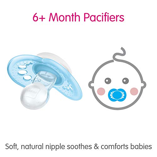 MAM Night Pacifiers (2 Pack, 1 Sterilizing Pacifier Case), MAM Pacifiers 6+ Months, Best Pacifier for Breastfed Babies, Glow in the Dark Pacifier, Baby Girl Pacifiers