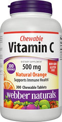 Vitamin C Chewable 500 mg Natural Orange