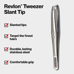 Multipurpose Hair Removal Tweezer by Revlon, High Precision Slant Tip Tweezers for Men, Women & Kids, Stainless Steel (Pack of 1)