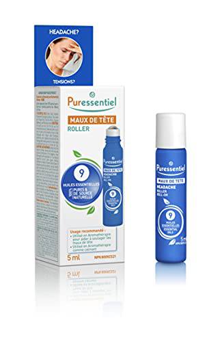 PURESSENTIEL - Headache Roll-On with 9 essential oils - Used to relieve headaches - Used as calmative - 100% pure and from natural sources - 5ml