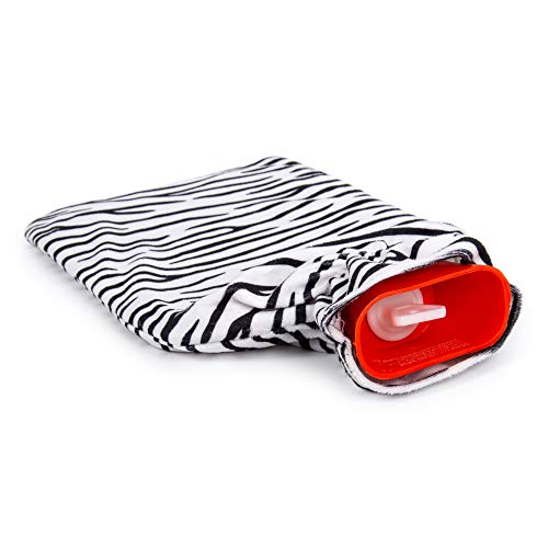 Bodico Cute Zebra Print Novelty Gift Cozy Hot Water Rubber Bottle with Cover-1.7L, Brown-Perfect for Winter Season, Heating Pad to Relieve Pain for Muscles,Stress and Cramps
