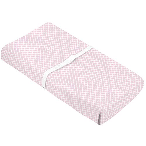 Kushies Baby Contour Change Pad Cover Ultra Soft 100% Cotton Flannel, Made in Canada, Pink Lattice