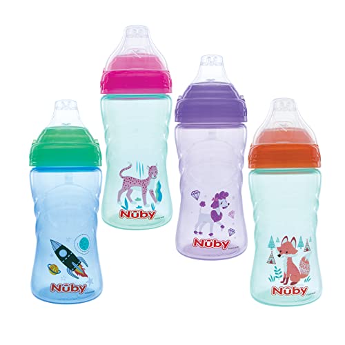 Nuby No Spill Printed Thirsty Kids No-Spill Sip-it Sport Cup with Soft Spout and Lid - 12oz / 360 ml, 12+ Months, 1 Pack, Print May Vary