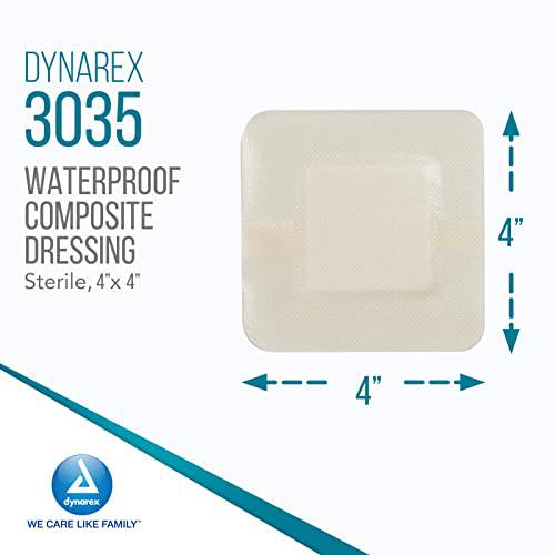 Dynarex Dynaguard Waterproof Composite Dressing, 10 Count/4 x 4 Inch