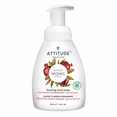 ATTITUDE Foaming Hand Soap, Plant and Mineral-Based Ingredients, Vegan and Cruelty-free Personal Care Products, Vine Leaves and Pomegranate, 295 ml