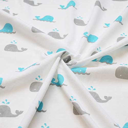 American Baby Company Printed 100% Natural Cotton Value Jersey Knit Fitted Bassinet Sheet, Aqua Whale, Soft Breathable, for Boys and Girls