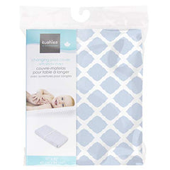 Kushies Baby Contour Change Pad Cover Ultra Soft 100% Cotton Flannel, Made in Canada, Blue Lattice