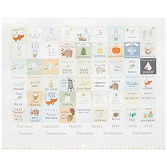 C.R. Gibson BA3-24546 Little One Woodland Gender Neutral Baby's First Year Keepsake Calendar, 11" W x 18" H Open, Multicolor