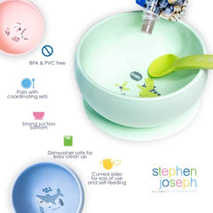 Stephen Joseph, Silicone Baby Bowls, Suction Bowl, Stay Put Suction Bowl, First Stage Self Feeding, Dino