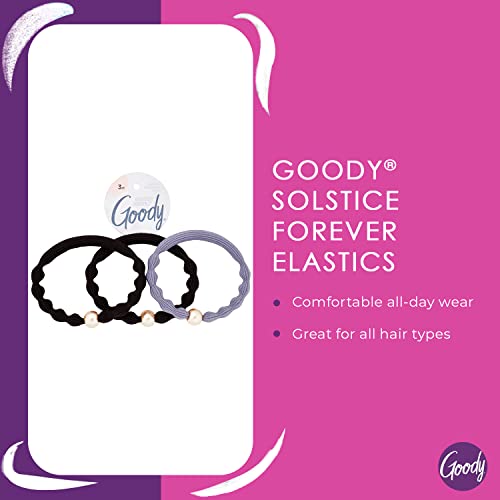 Goody Ouchless Forever Elastics - 3 Count, Winter Solstice Collection - Hair Accessories for Men, Women, Boys & Girls to Style With Ease and Keep Your Hair Secured - Pain-Free For All Hair Types