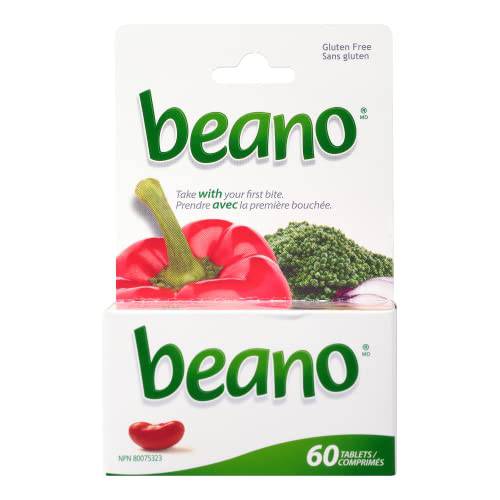 Beano Tablets, Digestive Enzyme Supplements for Gas Relief - 60 Count - Helps with Bloating Relief, Upset Stomach Support