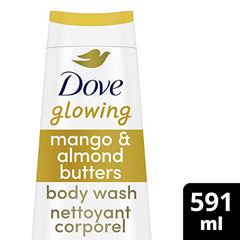 Dove Glowing Body Wash for renewed, healthy-looking skin Mango & Almond Butters gentle body cleanser nourishes the skin 591 ml