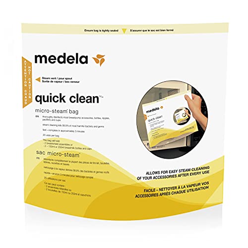 Medela Quick Clean Micro-Steam Bags Eliminates 99.9% Of The Most Harmful Bacteria And Germs ( Packaging May Vary )