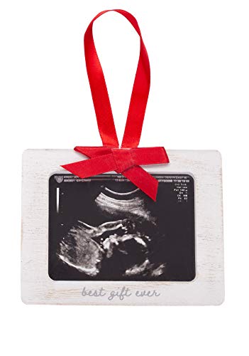 Pearhead Sonogram Picture Ornament, Baby Ornament, Gift for Expecting Parents, Ultrasound Photo Frame, Rustic Christmas