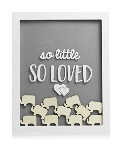 Pearhead Elephant Token Frame, Little Wishes Signature Baby Shower Guestbook Alternative, Pregnancy Keepsake for Soon to be Moms, Gray and White