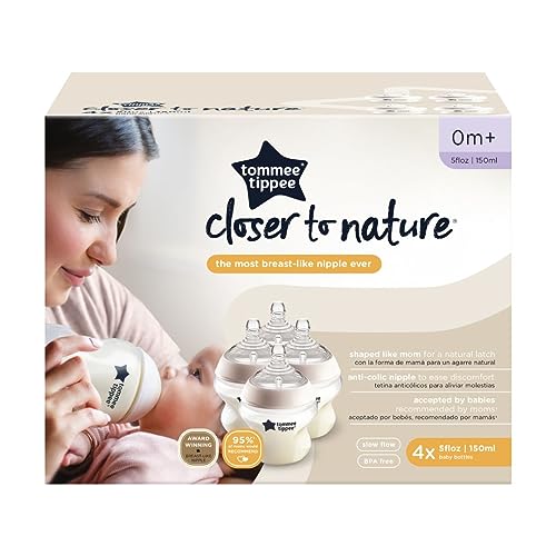 Tommee Tippee Closer to Nature Anti-Colic Silicone Baby Bottle, 5oz,  Breast-Like Nipple for a Natural Latch, Anti-Colic Valve, Soft Feel, 2 Pack