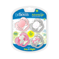 Dr. Brown's Advantage Pacifiers, Stage 1, Pink, 4 Pack, Pink