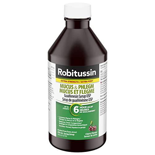 Robitussin Extra Strength Mucus & Phlegm Syrup, Alcohol Free, Cherry Flavour