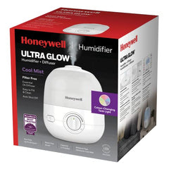 Honeywell HUL530C Ultra Glow™ Ultrasonic Light Changing Top Fill Cool Mist Humidifier,Diffuser For Bedroom,Baby Nursery,Small Room,Plant,Ultra Quiet,Essential Oil,Filterless, 1.89 L, Runs 24 hrs,White