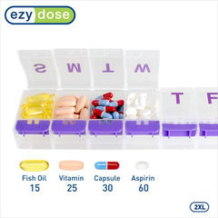 Ezy Dose Weekly (7-day) Push Button Pill Reminder (2XL)