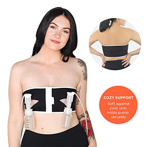 Hands Free Pumping Bra | Snugabell PumpEase adjustable and comfortable  pumping bra made with spandex technical fabric, supports two breast pumping